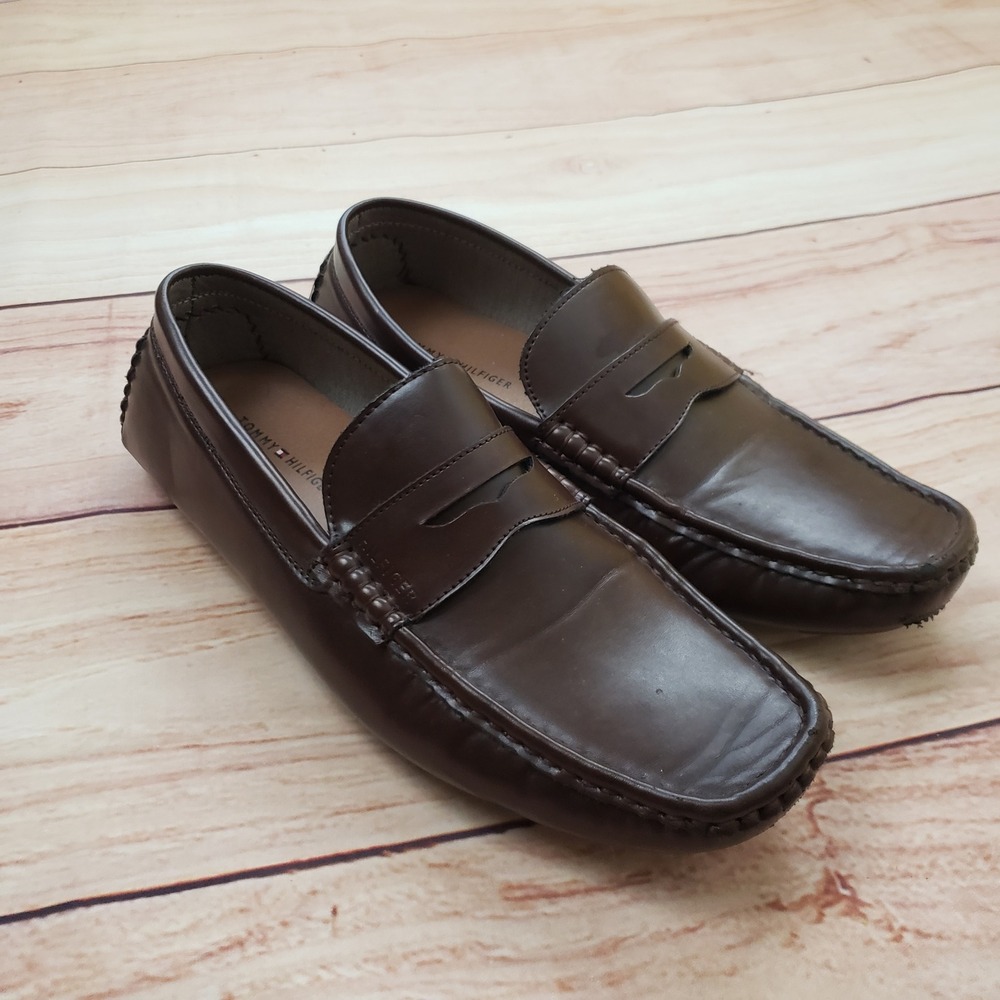 Tommy Hilfiger TMAMBLE Penny Loafer Driving Moccasin Men 10.5 Brown Shoes Office